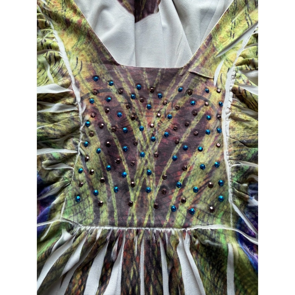 Unity World Wear Peacock Print Flutter Sleeve Boho Dress L/XL* - Picture 7 of 14